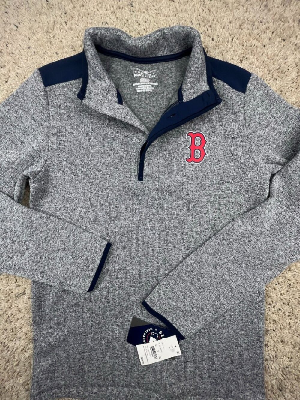 NWT Boston Red Sox Gray 1/4 Zip Button Pullover Size Small Unisex Fleece Lined
